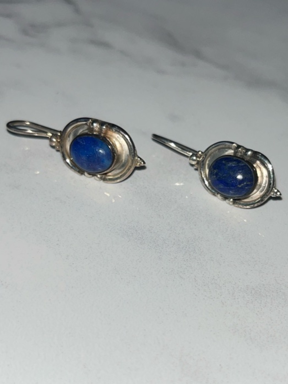 Sterling Silver Blue Lapiz Lazuli Stone Drop Earrings